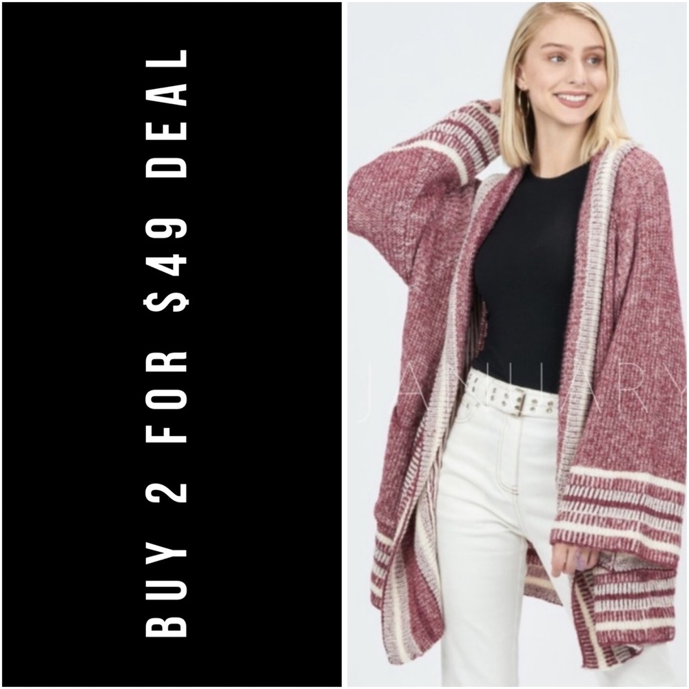 ❄️LAST1️⃣//WINE COTTON BLEND CARDIGAN